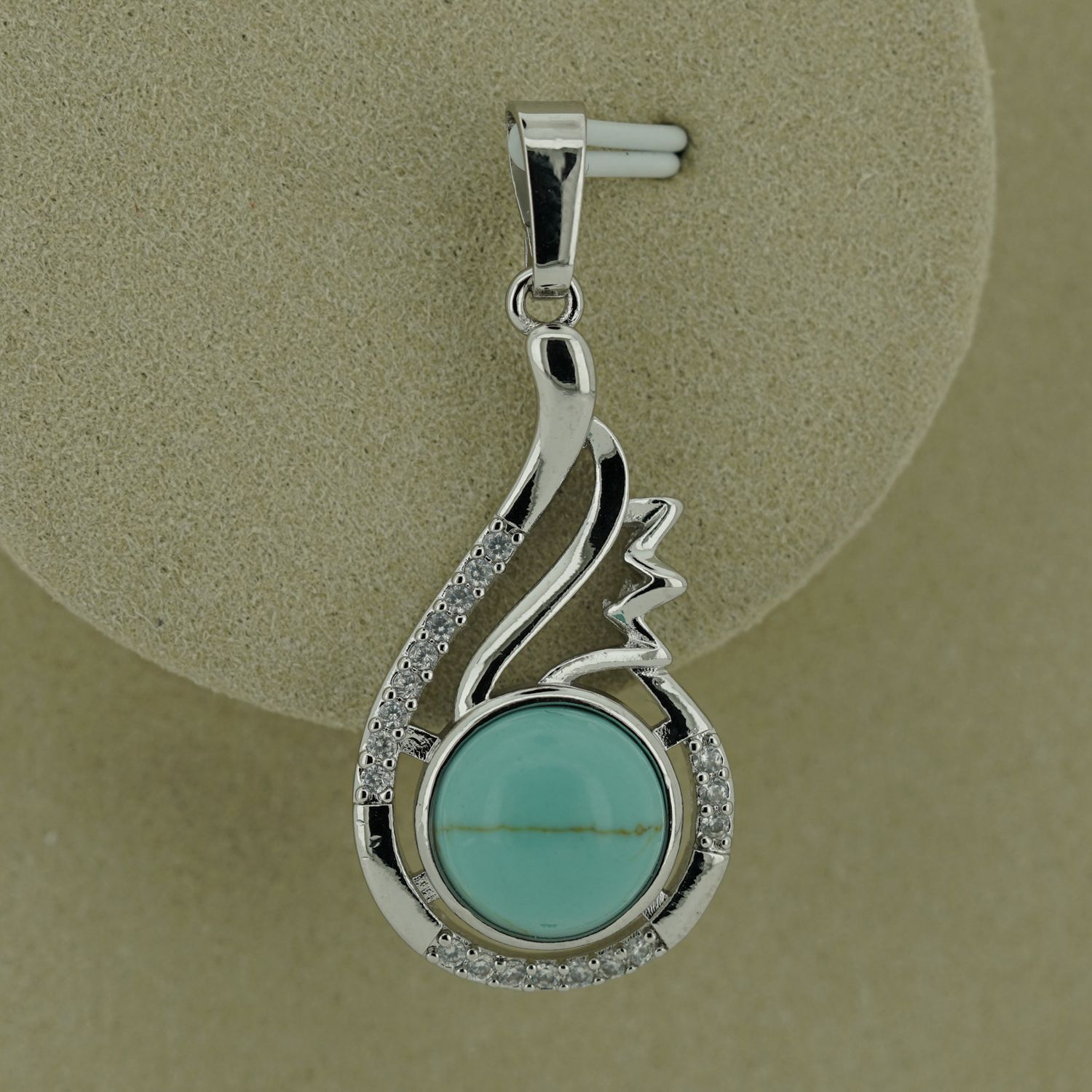 1 Pc Dainty Healing Swan Wrapped Round Crystal Stone Pendant Necklace Adjustable Wing Necklace with Diamond for Men Women