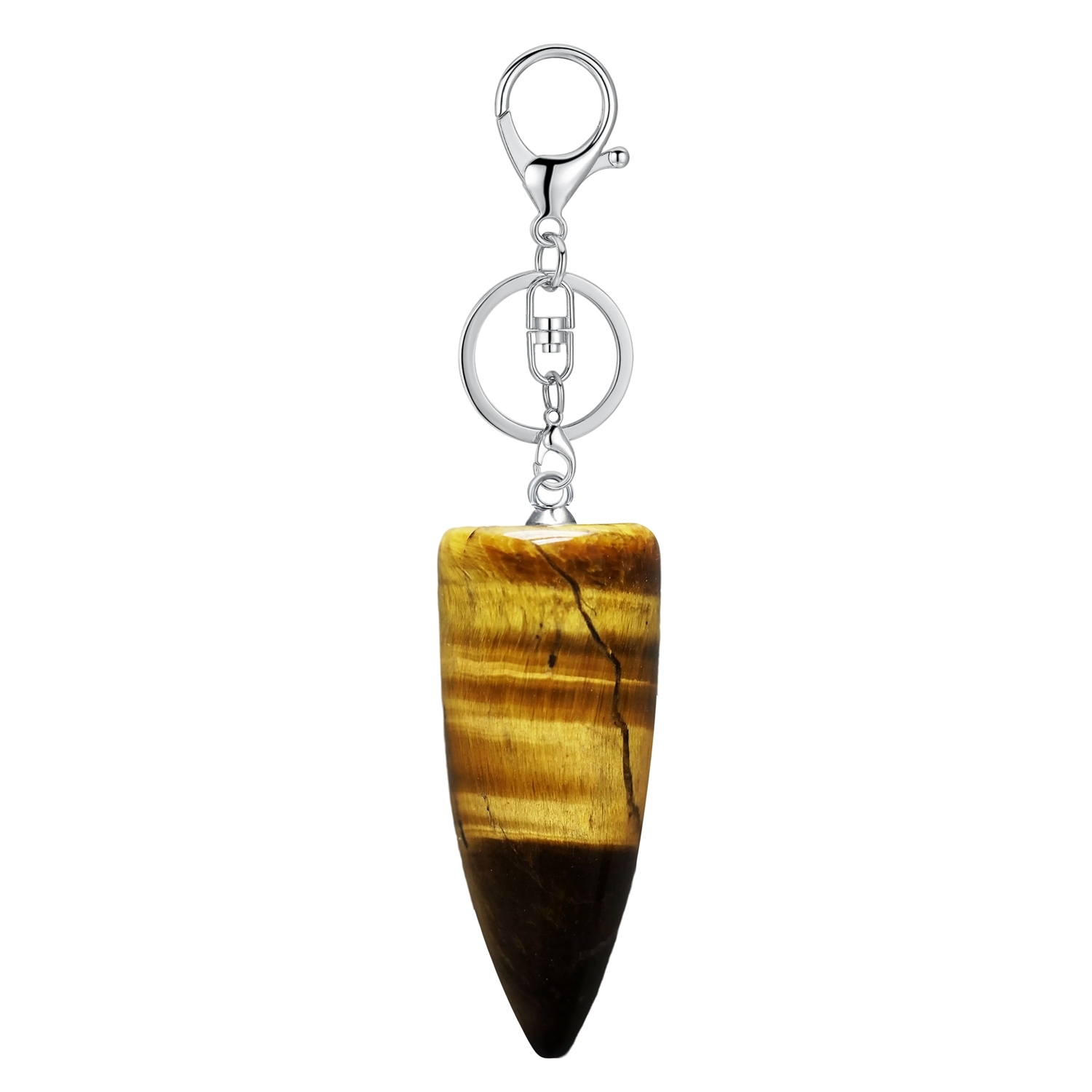 1 Pc Natural Bullet Chakra Stone Pendant Keychain Healing Energy Crystal Keyring Charms for Men Women