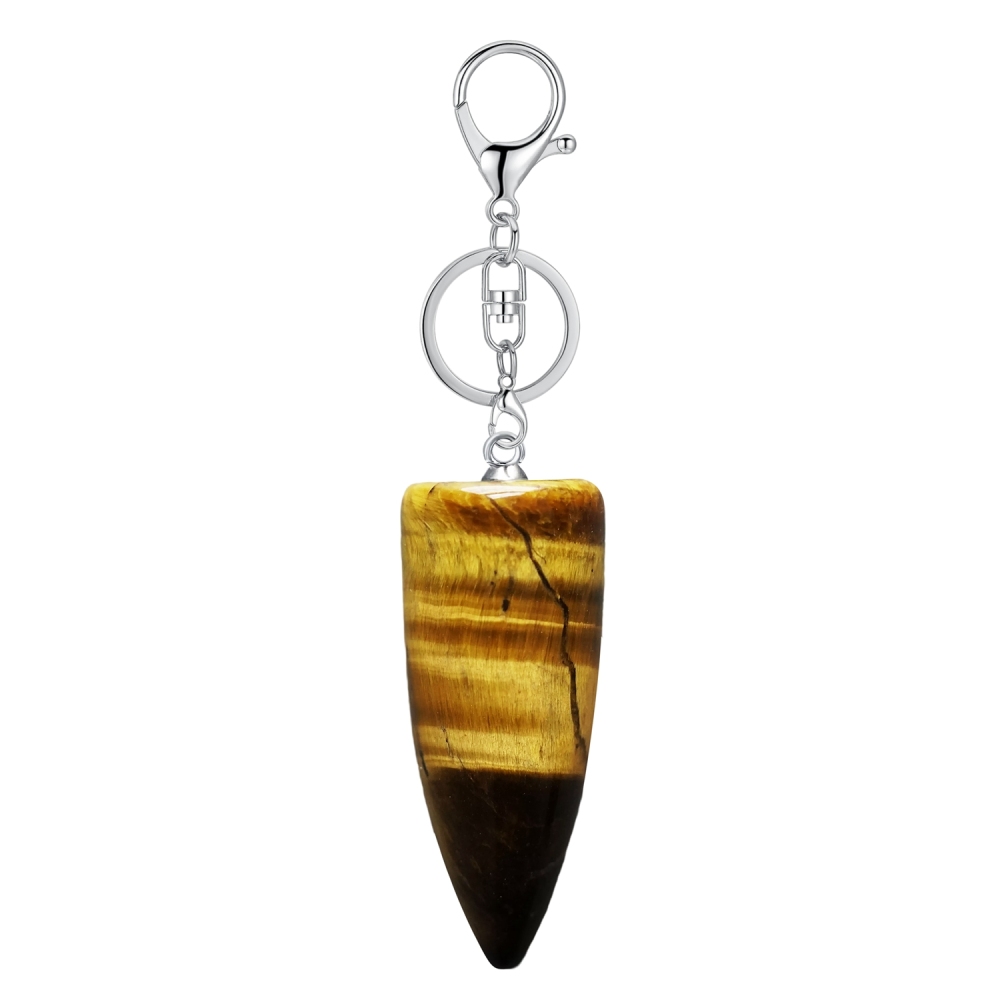 1 Pc Natural Bullet Chakra Stone Pendant Keychain Healing Energy Crystal Keyring Charms for Men Women