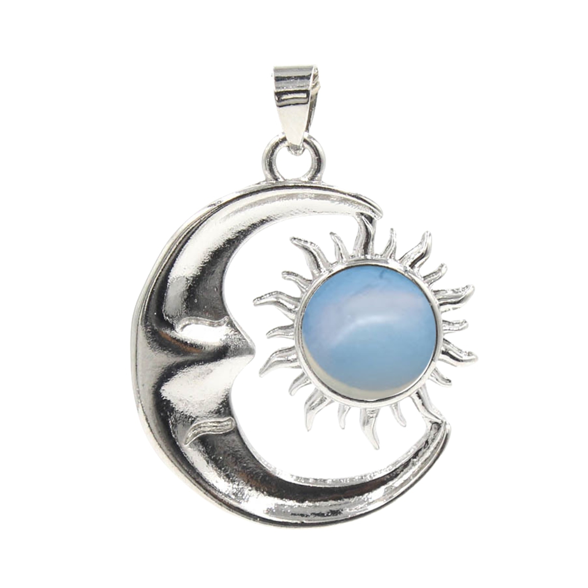 1 Pc Vintage Sun and Moon Natural Crystal Pendant for Jewelry Making