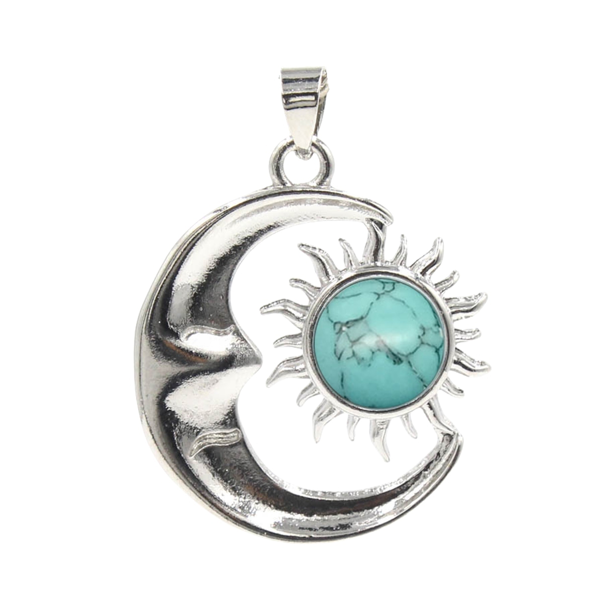 1 Pc Vintage Sun and Moon Natural Crystal Pendant for Jewelry Making