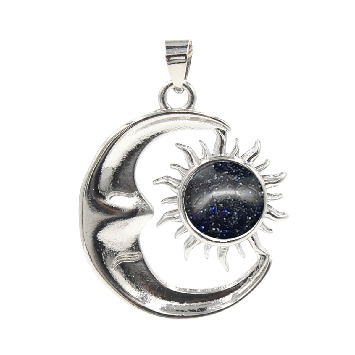 1 Pc Vintage Sun and Moon Natural Crystal Pendant for Jewelry Making
