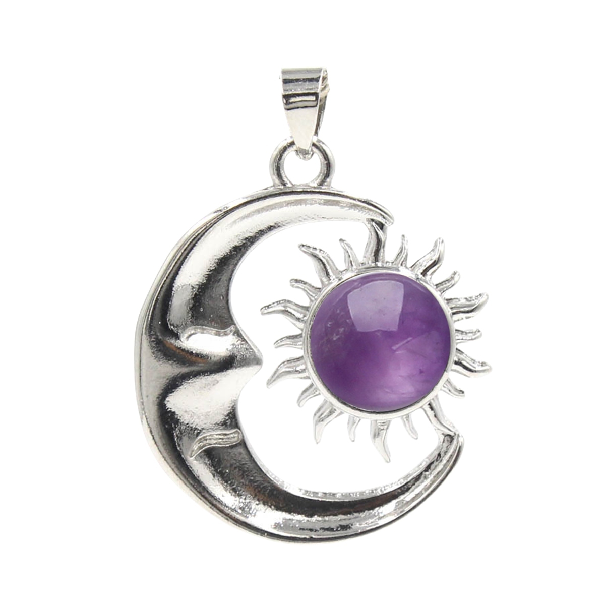 1 Pc Vintage Sun and Moon Natural Crystal Pendant for Jewelry Making