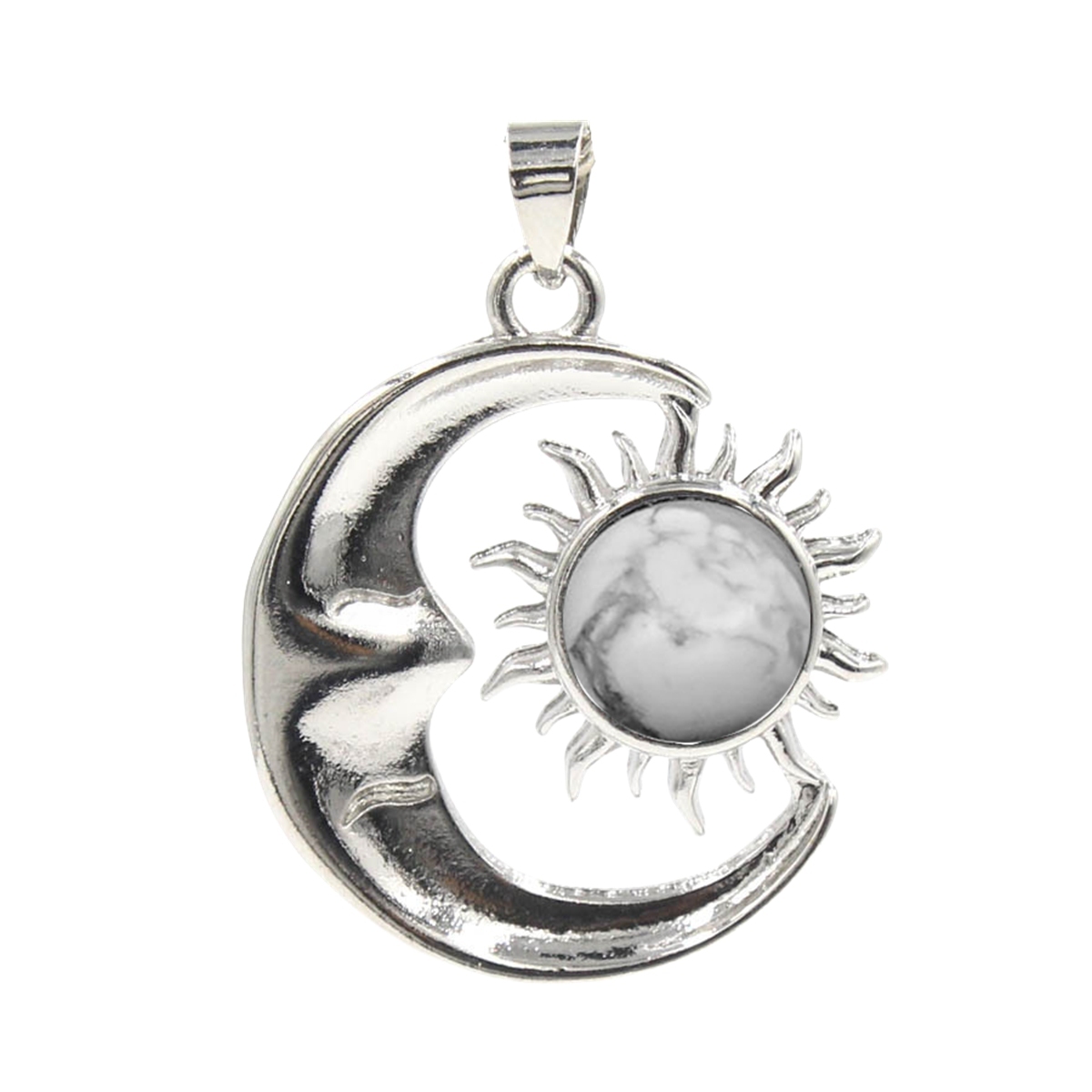 1 Pc Vintage Sun and Moon Natural Crystal Pendant for Jewelry Making
