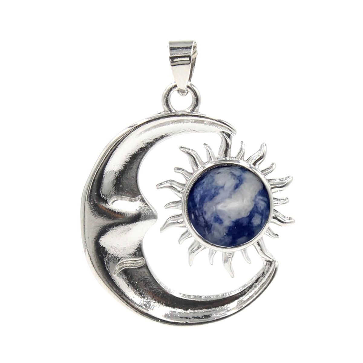 1 Pc Vintage Sun and Moon Natural Crystal Pendant for Jewelry Making