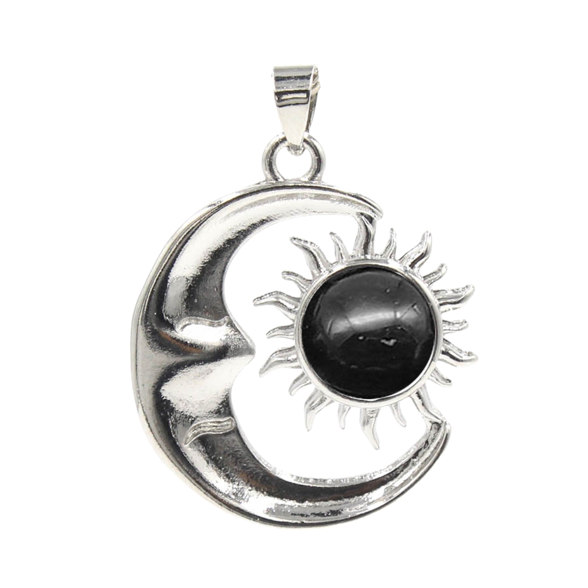 1 Pc Vintage Sun and Moon Natural Crystal Pendant for Jewelry Making