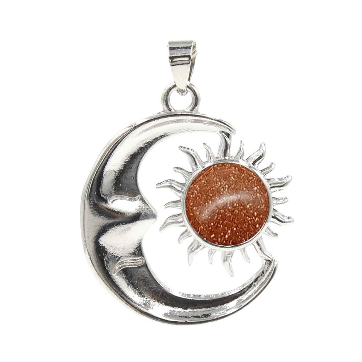 1 Pc Vintage Sun and Moon Natural Crystal Pendant for Jewelry Making
