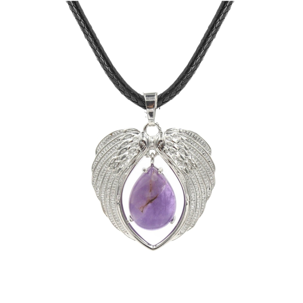 1 Pc Angel Wings Embracing Water Drop Stone Pendant Necklace Charms Healing Natural Crystal Jewelry