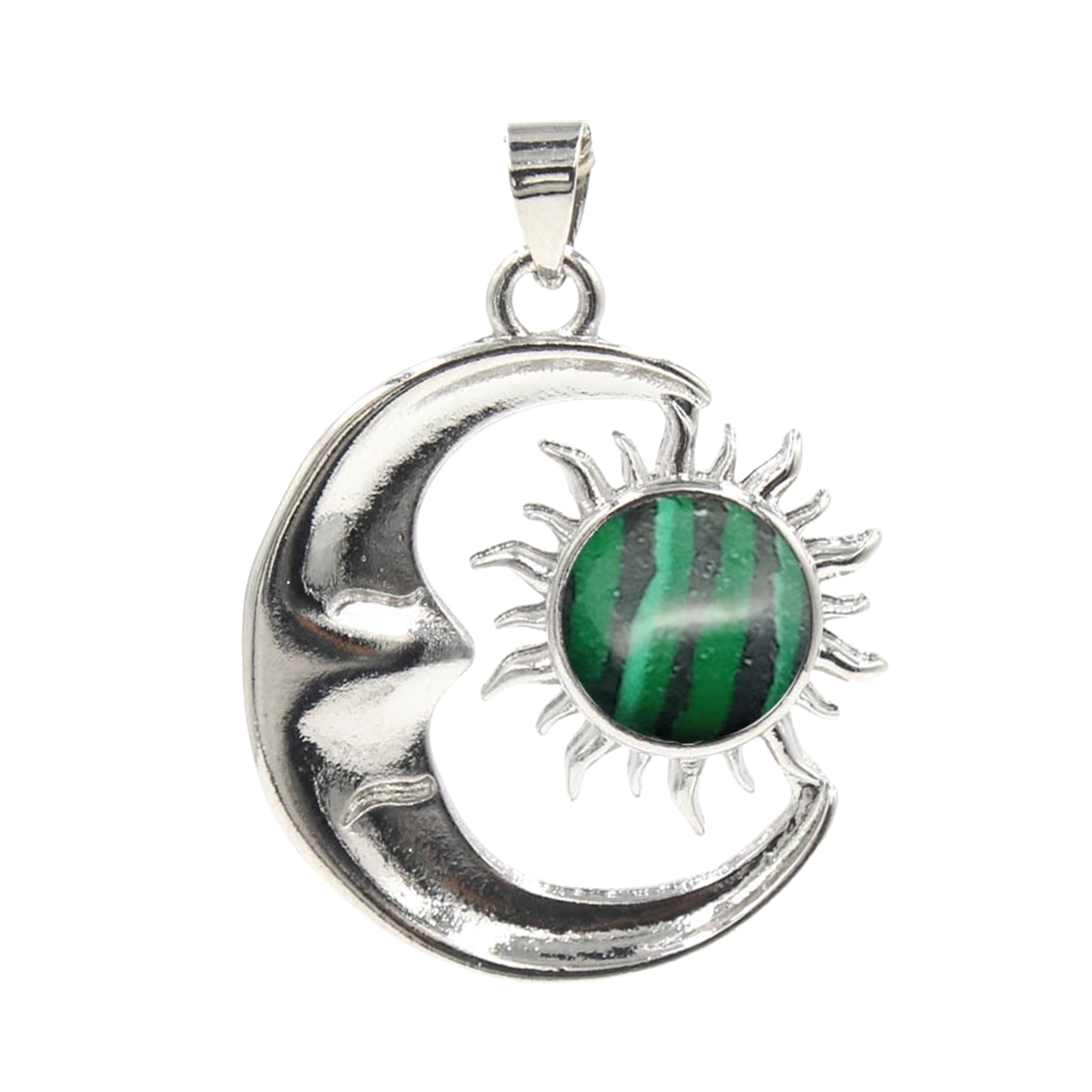1 Pc Vintage Sun and Moon Natural Crystal Pendant for Jewelry Making