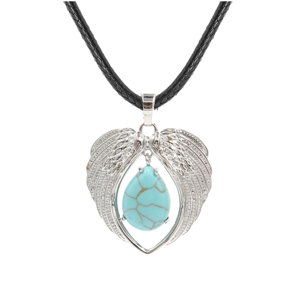 1 Pc Angel Wings Embracing Water Drop Stone Pendant Necklace Charms Healing Natural Crystal Jewelry