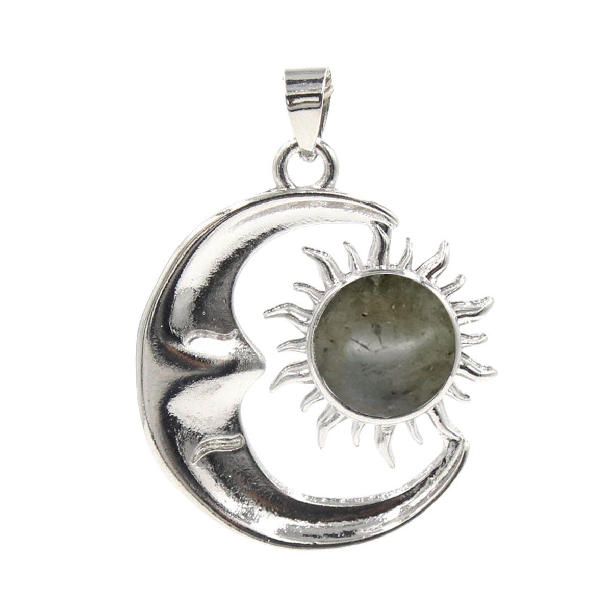 1 Pc Vintage Sun and Moon Natural Crystal Pendant for Jewelry Making