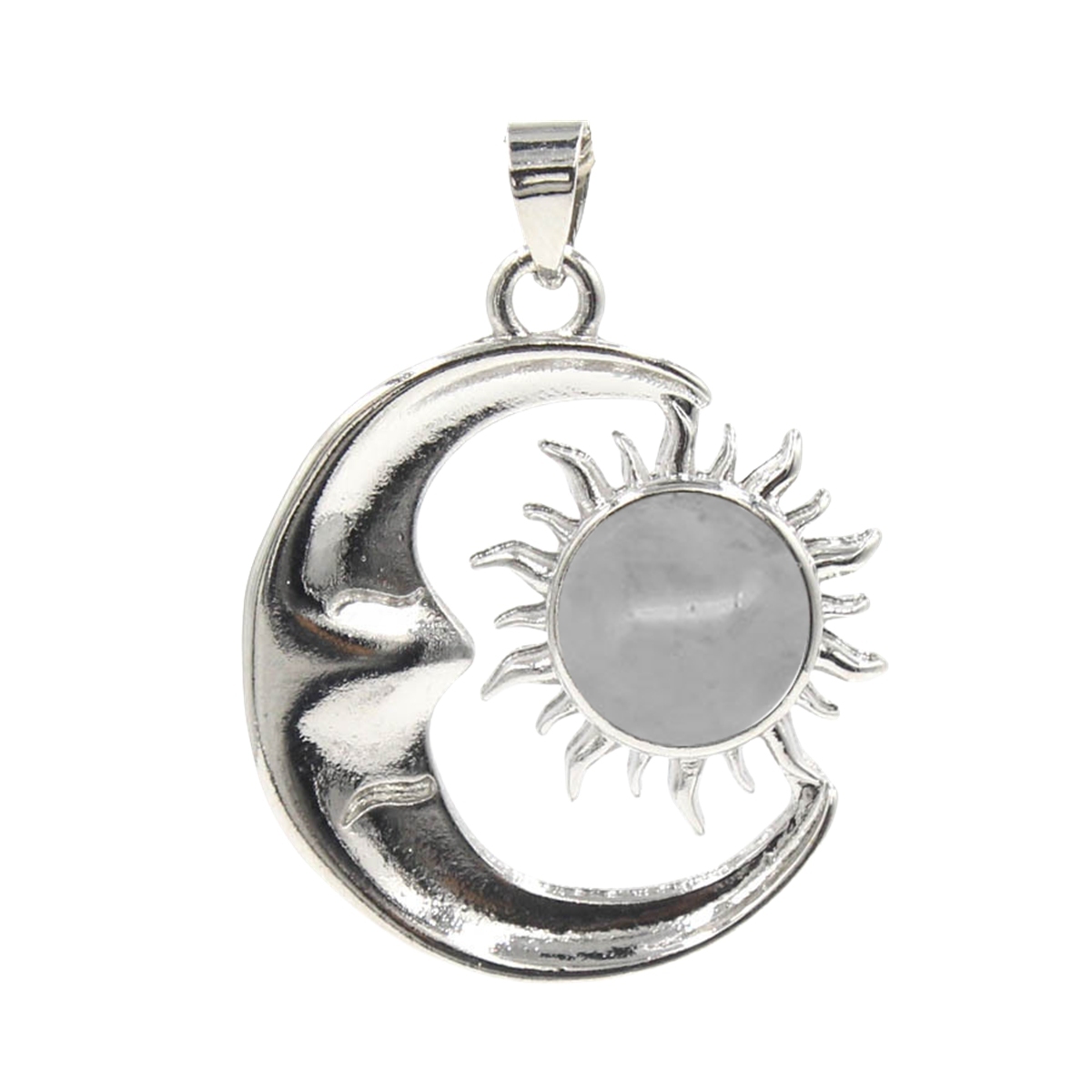 1 Pc Vintage Sun and Moon Natural Crystal Pendant for Jewelry Making