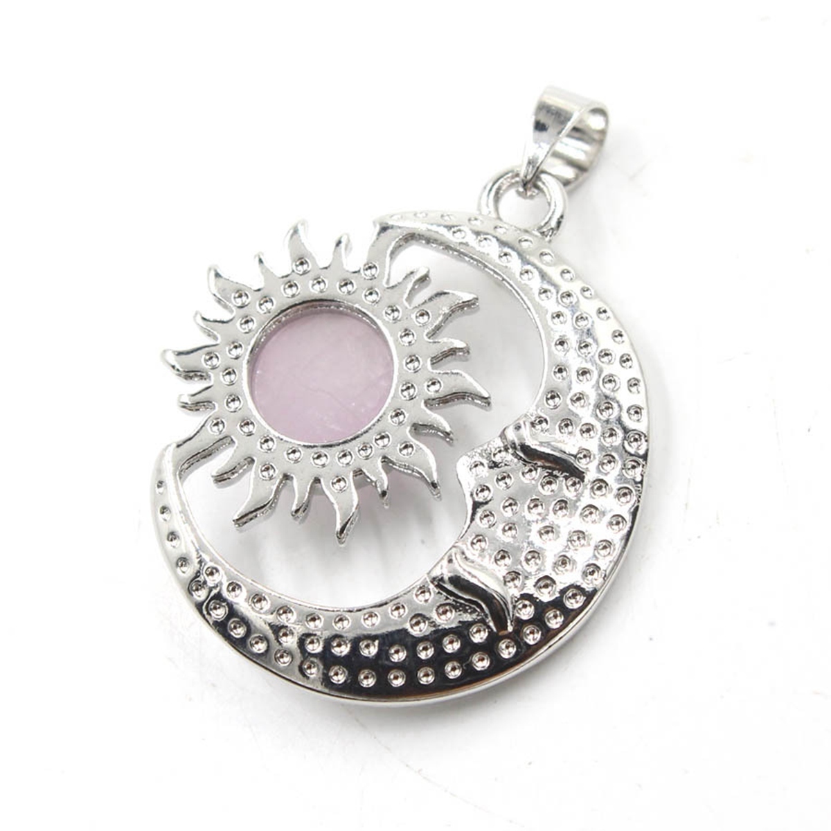 1 Pc Vintage Sun and Moon Natural Crystal Pendant for Jewelry Making