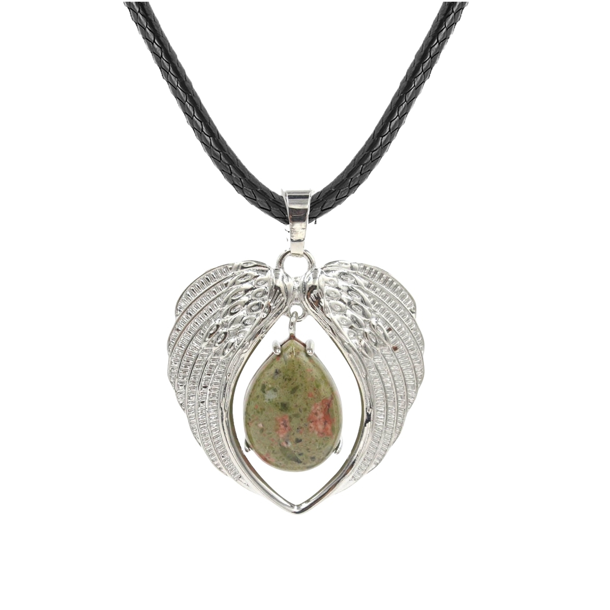 1 Pc Angel Wings Embracing Water Drop Stone Pendant Necklace Charms Healing Natural Crystal Jewelry