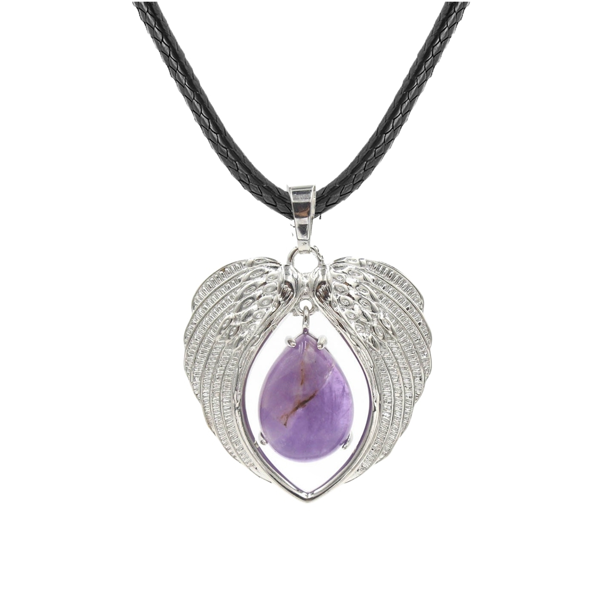 1 Pc Angel Wings Embracing Water Drop Stone Pendant Necklace Charms Healing Natural Crystal Jewelry