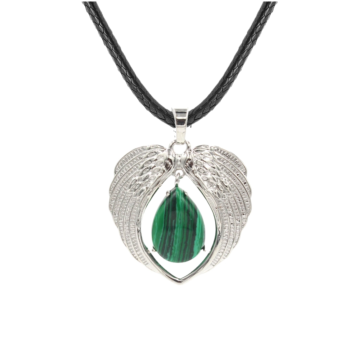 1 Pc Angel Wings Embracing Water Drop Stone Pendant Necklace Charms Healing Natural Crystal Jewelry