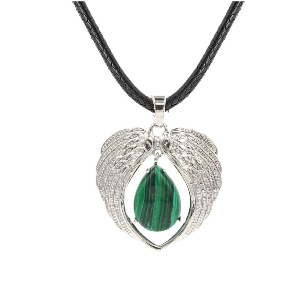 1 Pc Angel Wings Embracing Water Drop Stone Pendant Necklace Charms Healing Natural Crystal Jewelry