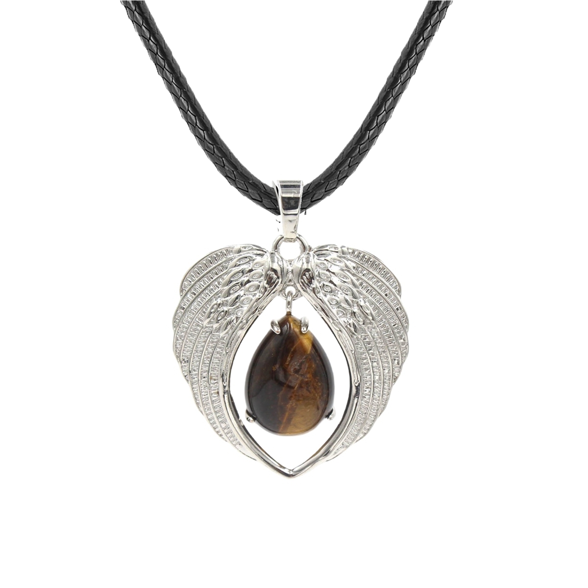 1 Pc Angel Wings Embracing Water Drop Stone Pendant Necklace Charms Healing Natural Crystal Jewelry