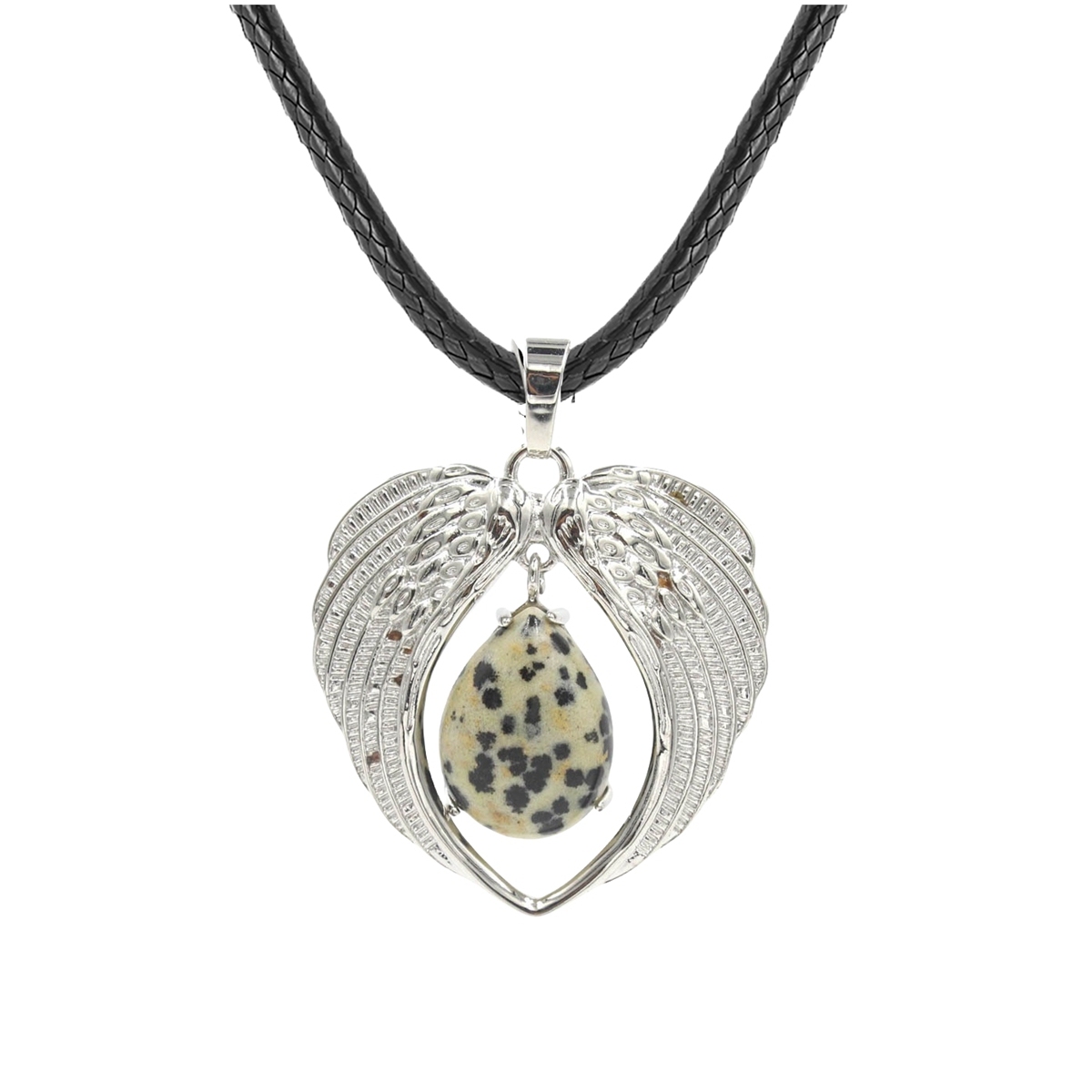 1 Pc Angel Wings Embracing Water Drop Stone Pendant Necklace Charms Healing Natural Crystal Jewelry