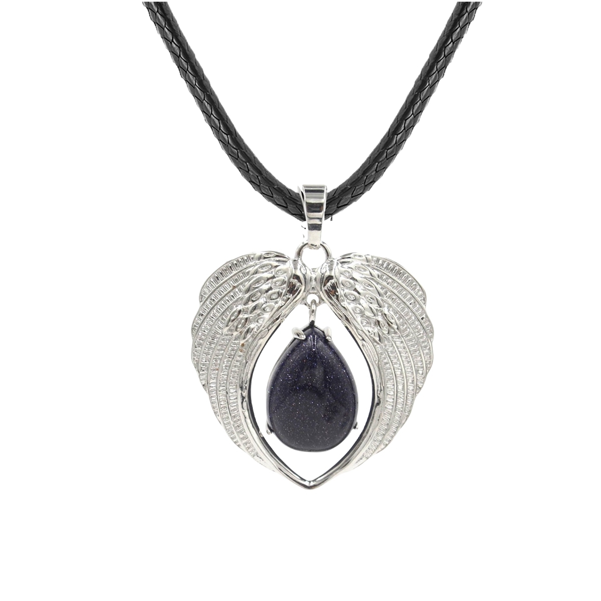 1 Pc Angel Wings Embracing Water Drop Stone Pendant Necklace Charms Healing Natural Crystal Jewelry
