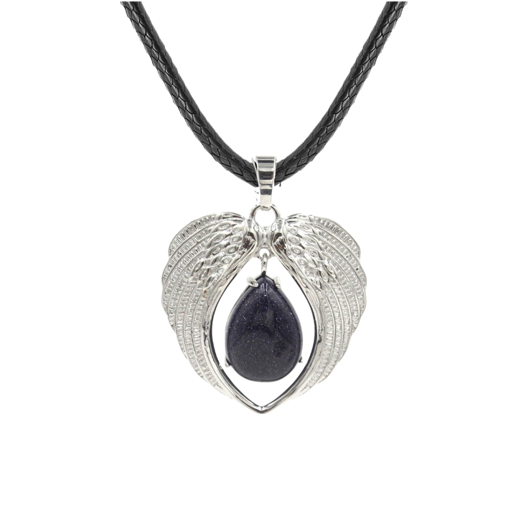 1 Pc Angel Wings Embracing Water Drop Stone Pendant Necklace Charms Healing Natural Crystal Jewelry
