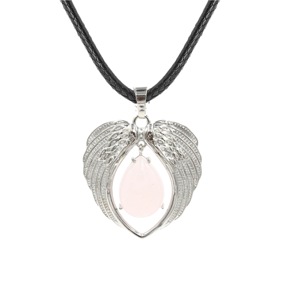 1 Pc Angel Wings Embracing Water Drop Stone Pendant Necklace Charms Healing Natural Crystal Jewelry