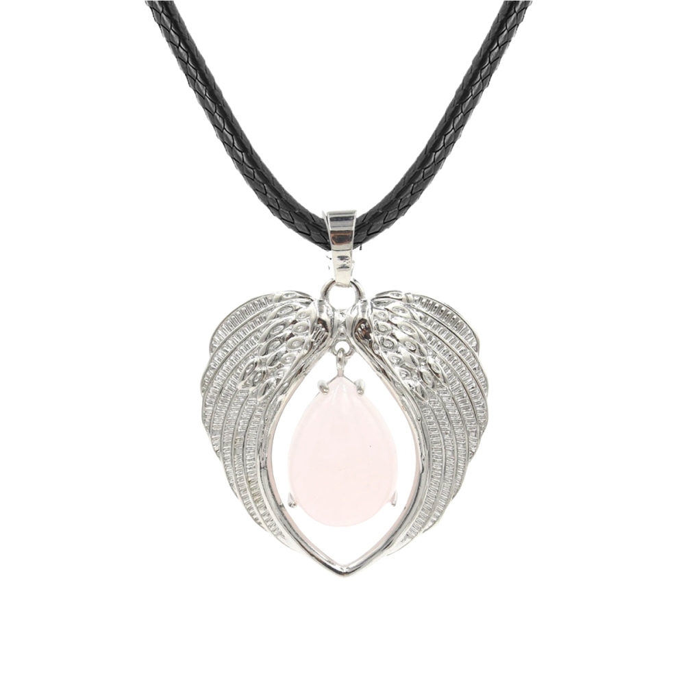 1 Pc Angel Wings Embracing Water Drop Stone Pendant Necklace Charms Healing Natural Crystal Jewelry