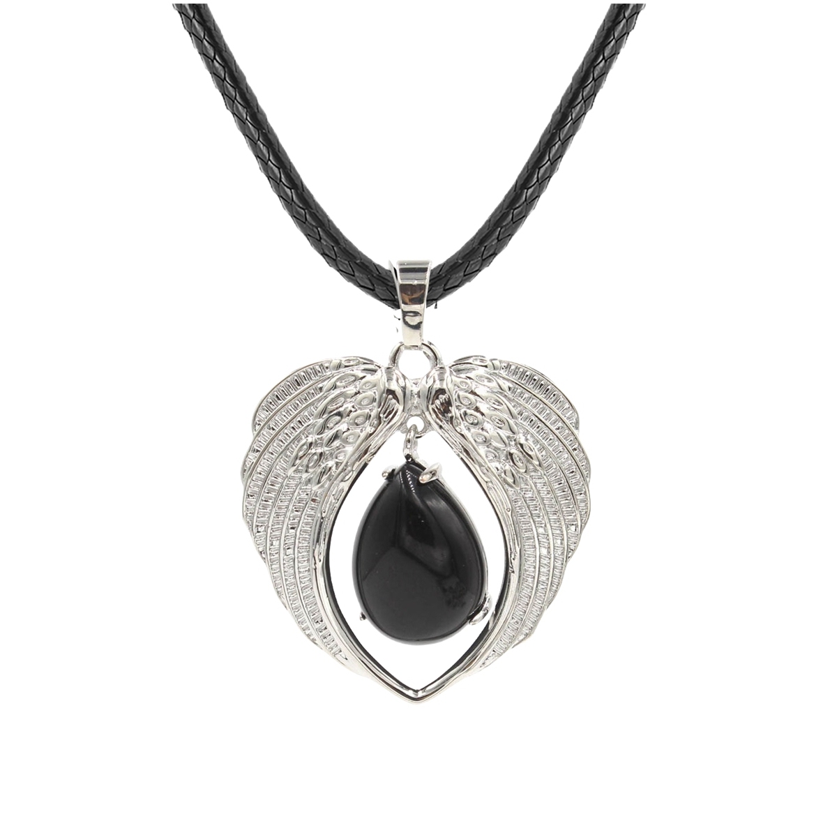 1 Pc Angel Wings Embracing Water Drop Stone Pendant Necklace Charms Healing Natural Crystal Jewelry