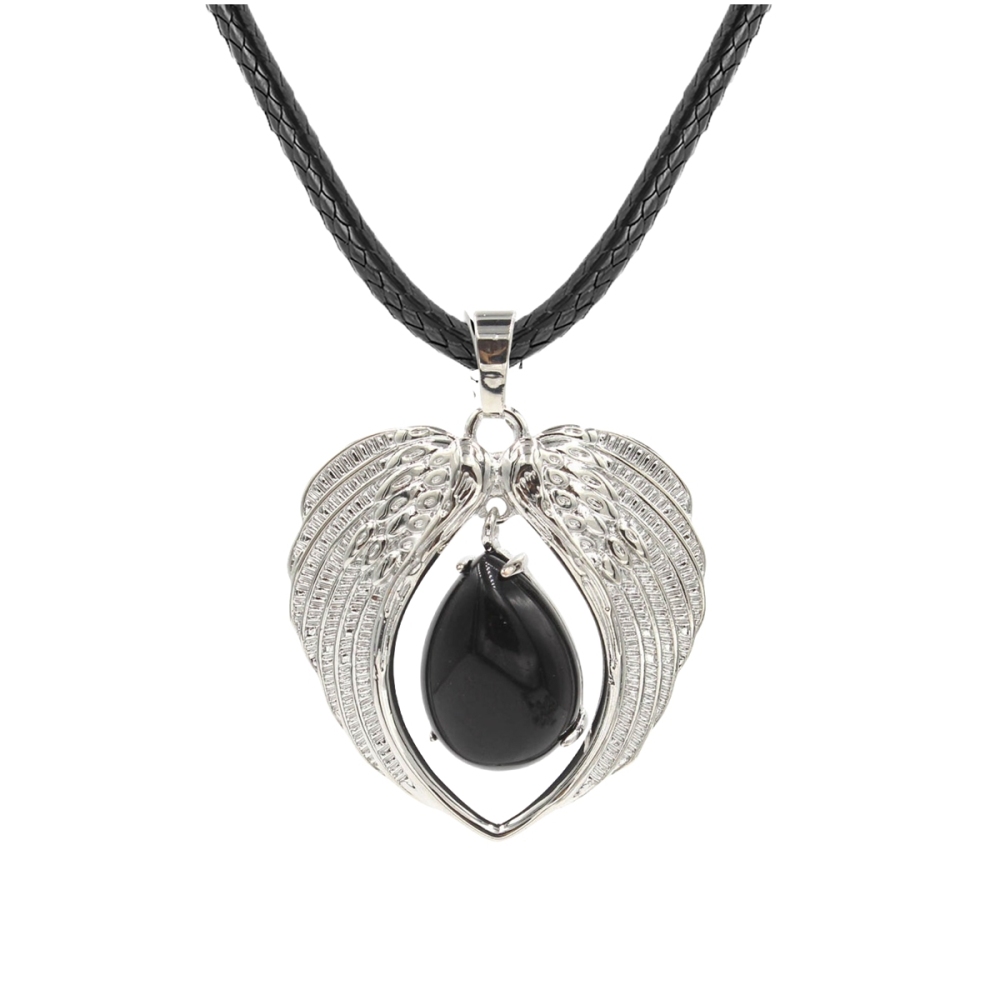 1 Pc Angel Wings Embracing Water Drop Stone Pendant Necklace Charms Healing Natural Crystal Jewelry