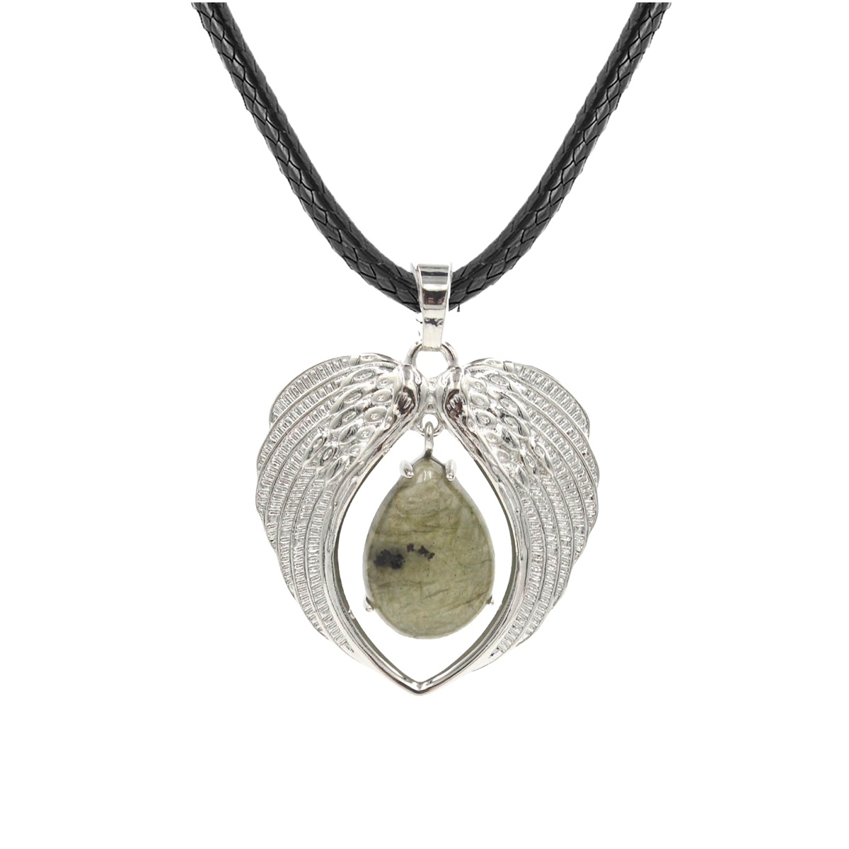 1 Pc Angel Wings Embracing Water Drop Stone Pendant Necklace Charms Healing Natural Crystal Jewelry