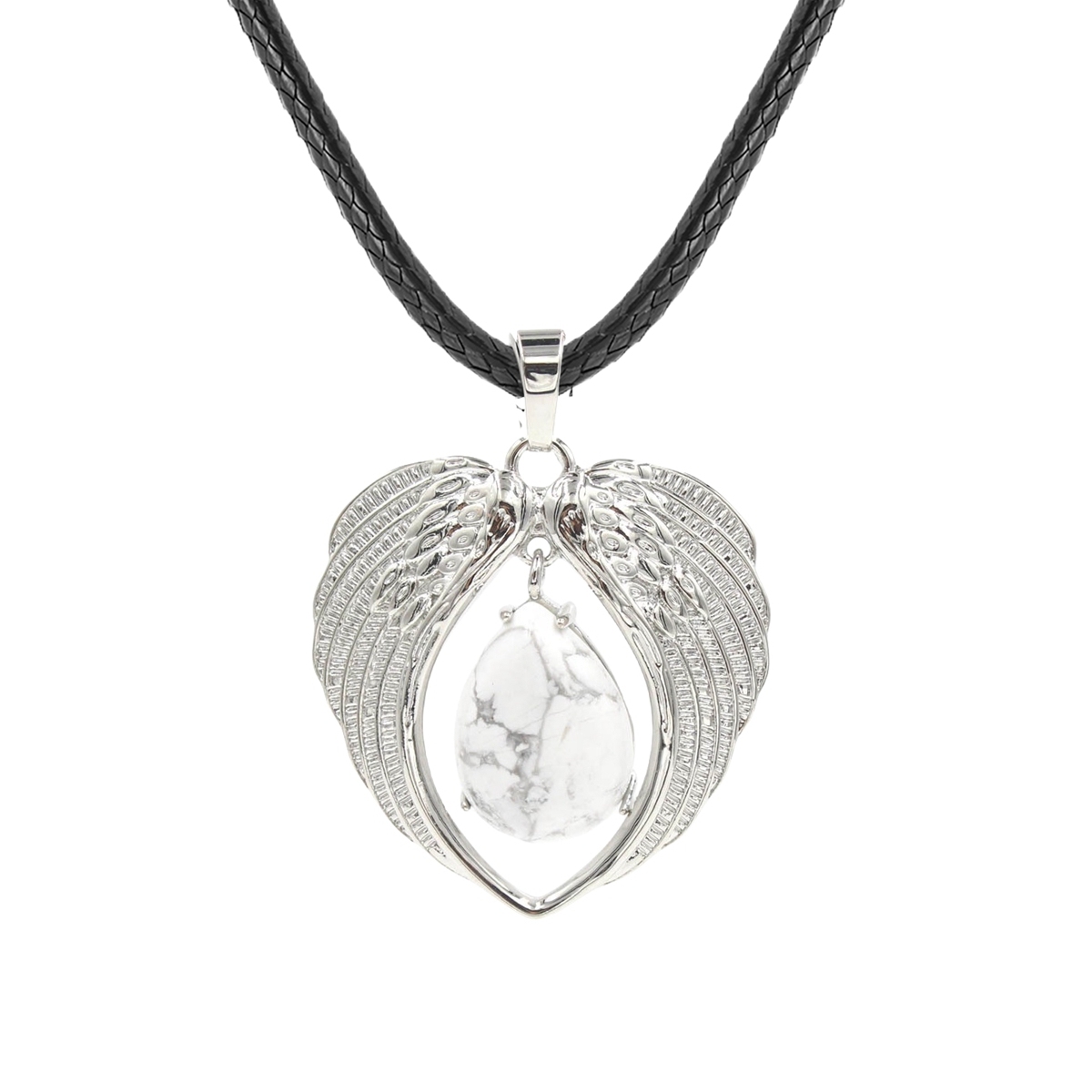 1 Pc Angel Wings Embracing Water Drop Stone Pendant Necklace Charms Healing Natural Crystal Jewelry