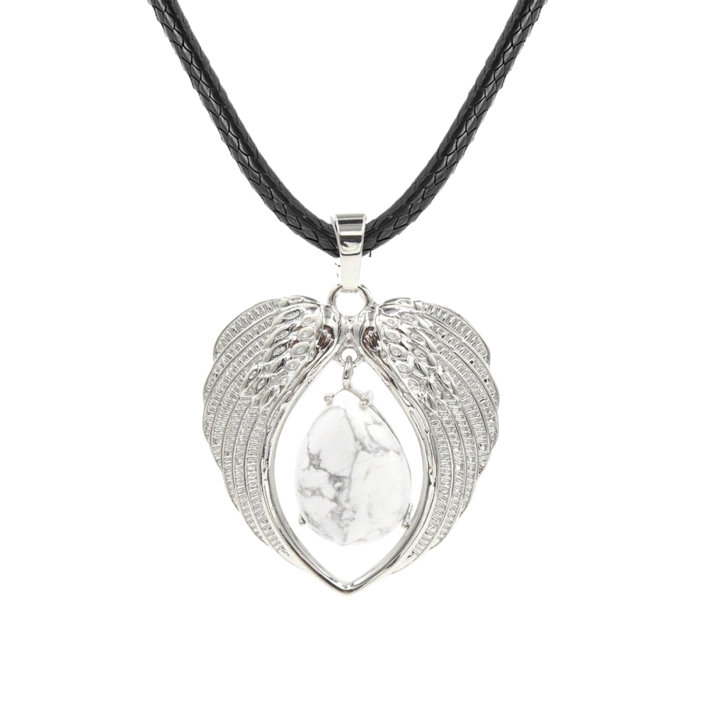 1 Pc Angel Wings Embracing Water Drop Stone Pendant Necklace Charms Healing Natural Crystal Jewelry