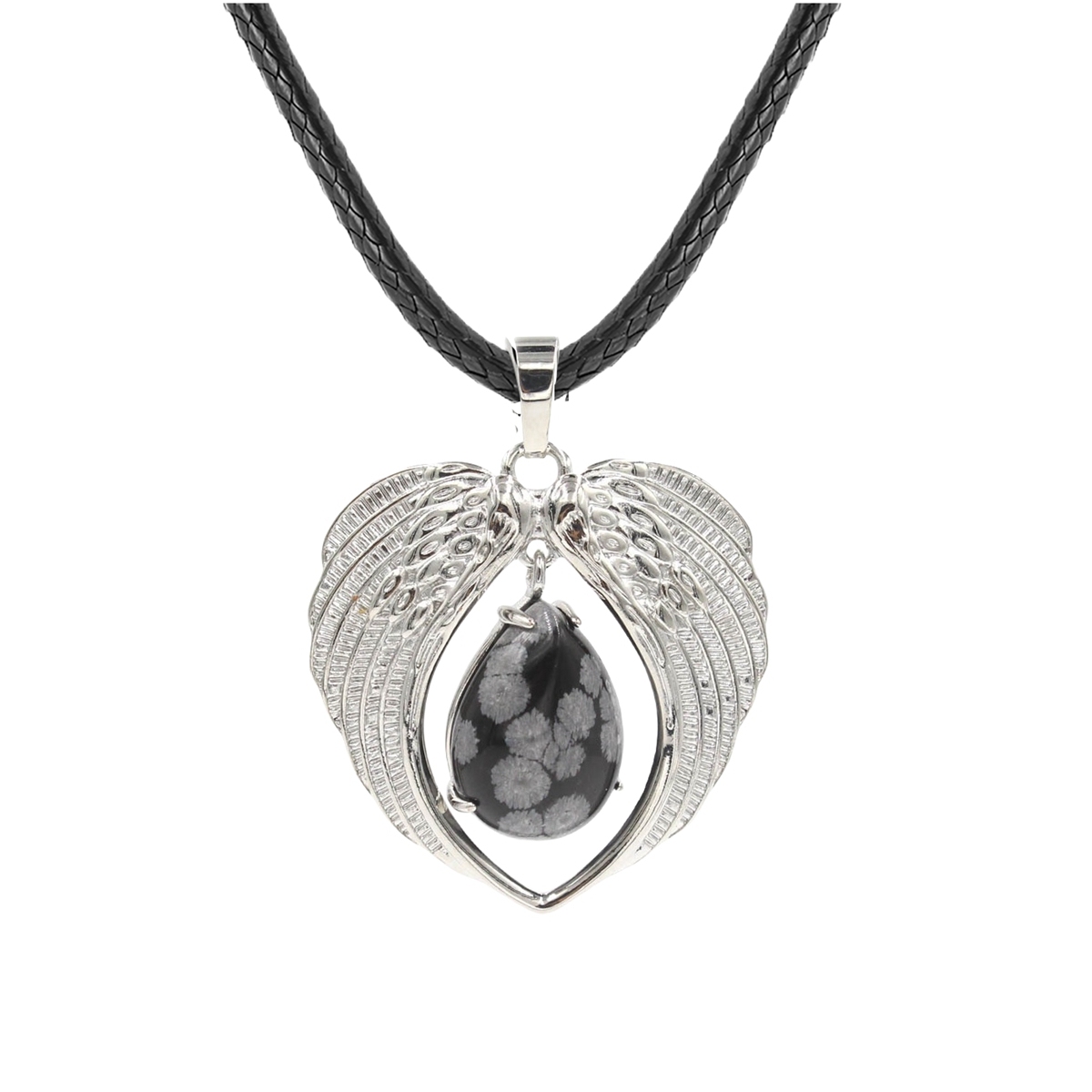 1 Pc Angel Wings Embracing Water Drop Stone Pendant Necklace Charms Healing Natural Crystal Jewelry