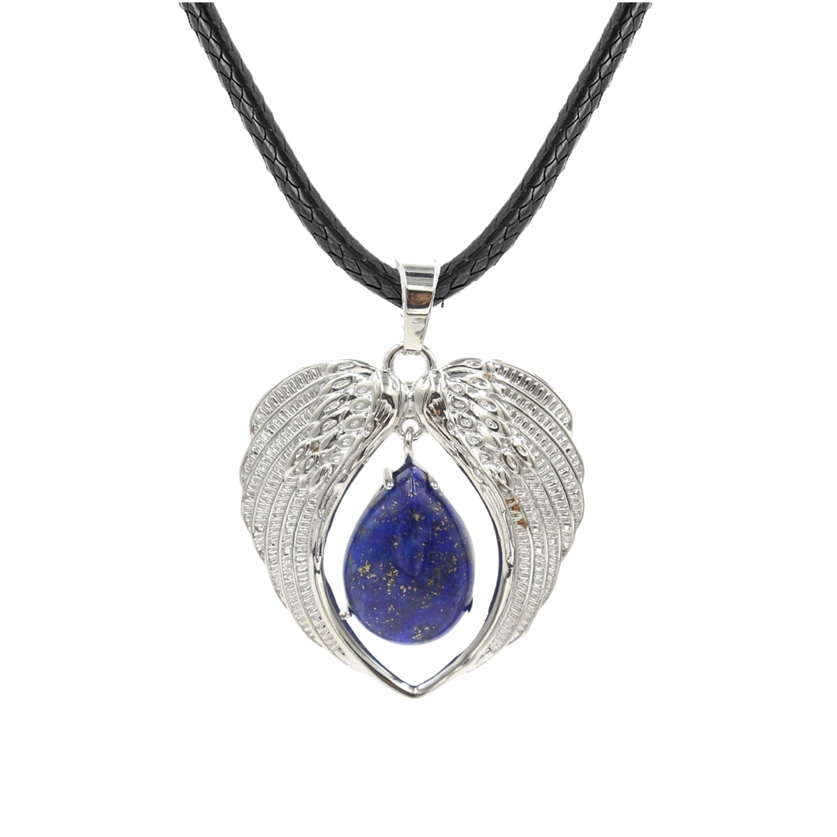 1 Pc Angel Wings Embracing Water Drop Stone Pendant Necklace Charms Healing Natural Crystal Jewelry