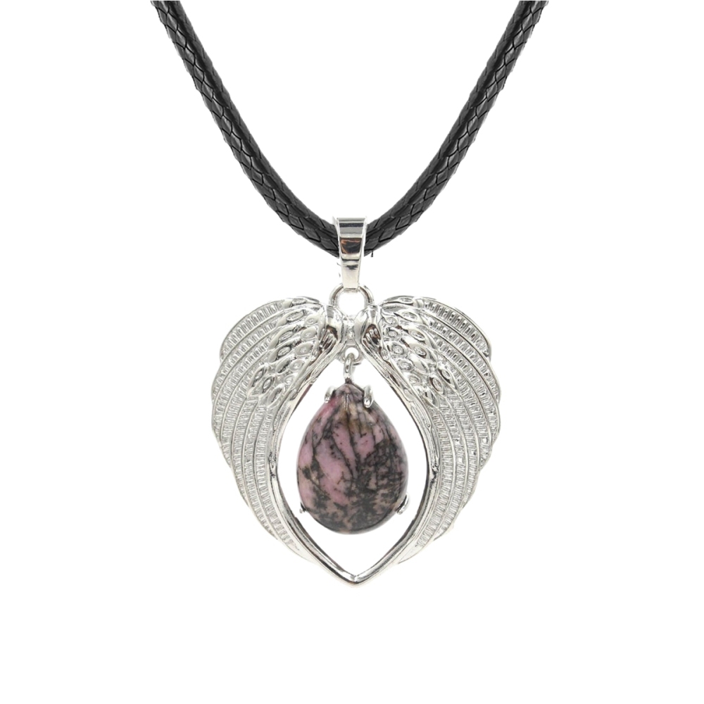 1 Pc Angel Wings Embracing Water Drop Stone Pendant Necklace Charms Healing Natural Crystal Jewelry