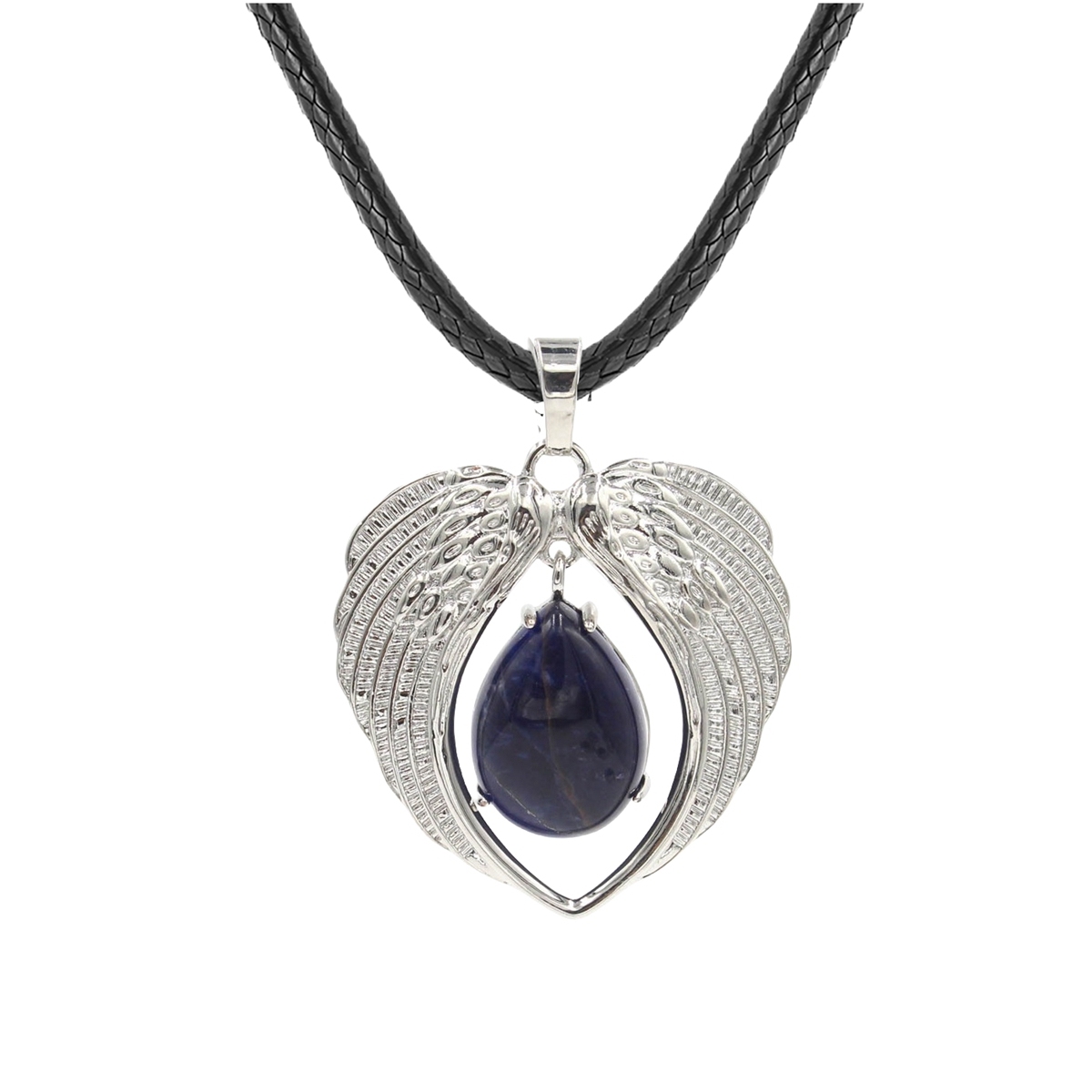 1 Pc Angel Wings Embracing Water Drop Stone Pendant Necklace Charms Healing Natural Crystal Jewelry