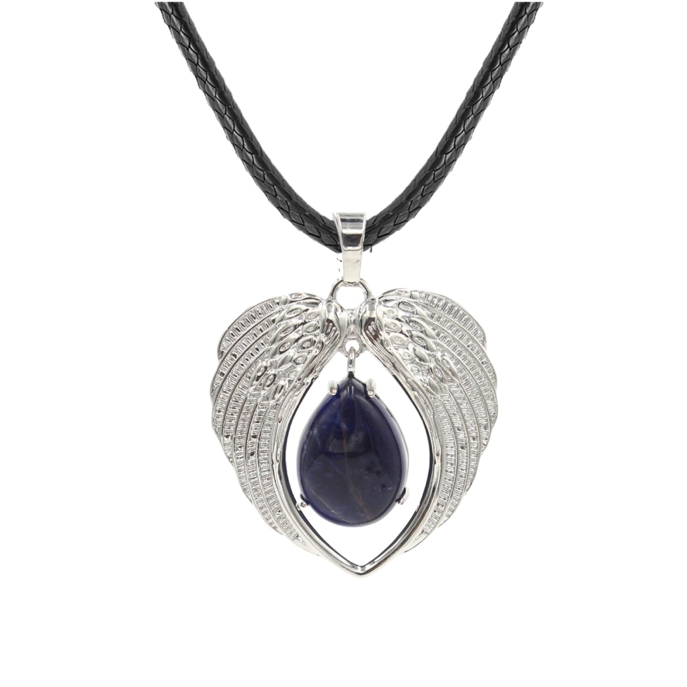 1 Pc Angel Wings Embracing Water Drop Stone Pendant Necklace Charms Healing Natural Crystal Jewelry