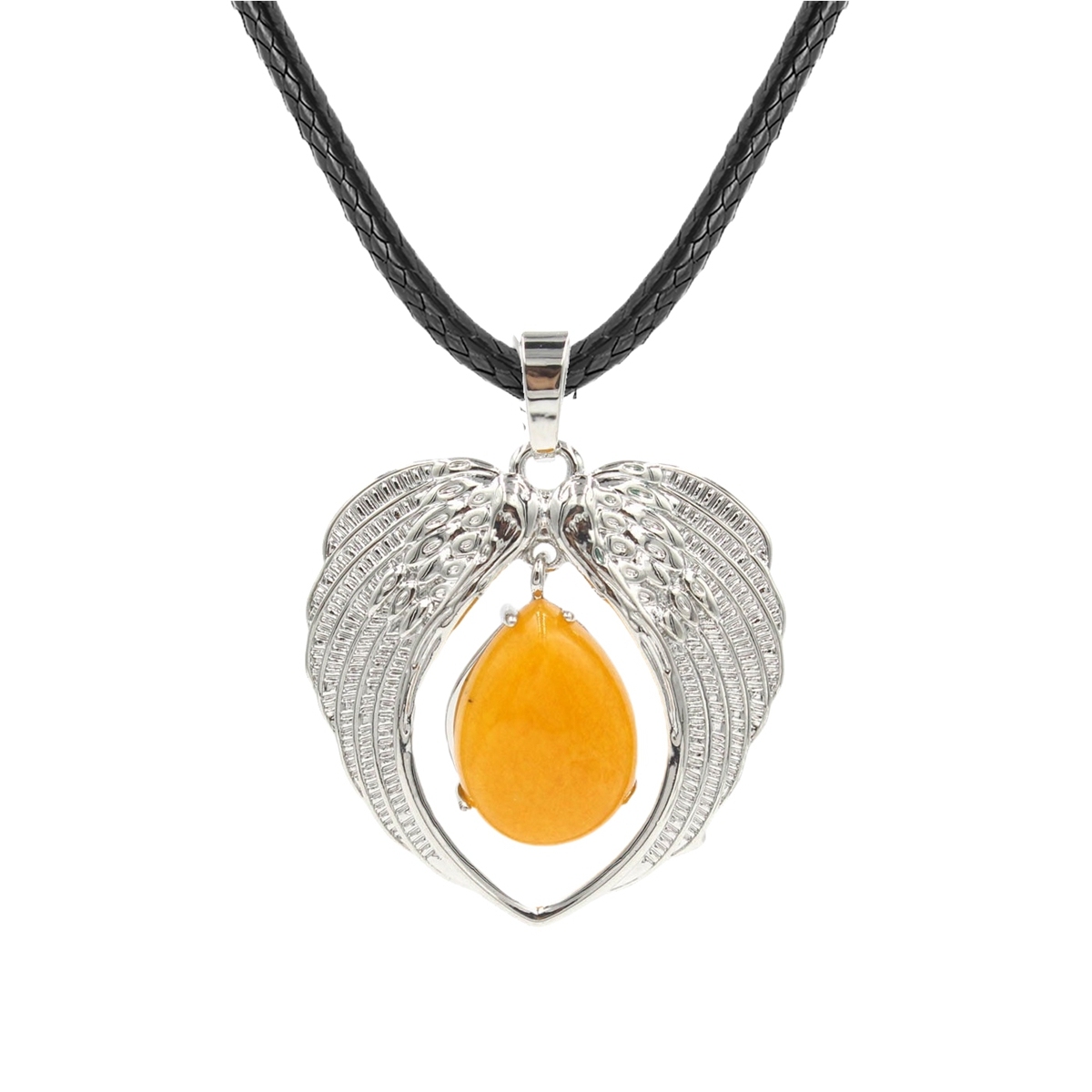 1 Pc Angel Wings Embracing Water Drop Stone Pendant Necklace Charms Healing Natural Crystal Jewelry
