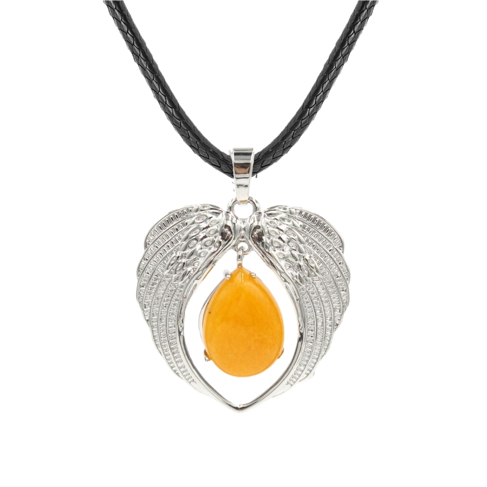 1 Pc Angel Wings Embracing Water Drop Stone Pendant Necklace Charms Healing Natural Crystal Jewelry