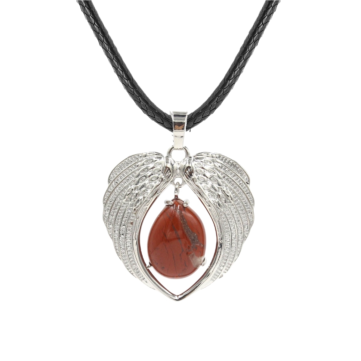 1 Pc Angel Wings Embracing Water Drop Stone Pendant Necklace Charms Healing Natural Crystal Jewelry
