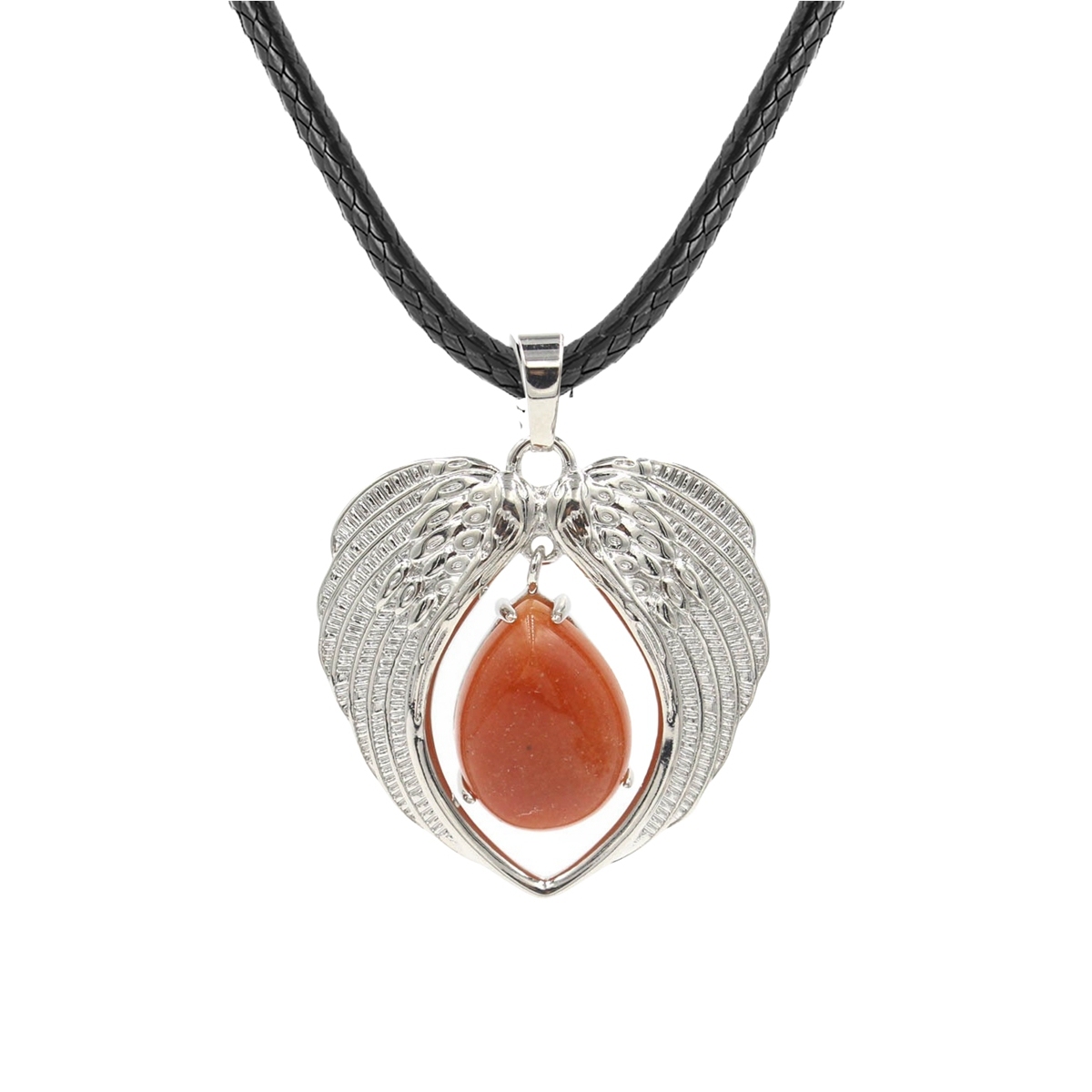 1 Pc Angel Wings Embracing Water Drop Stone Pendant Necklace Charms Healing Natural Crystal Jewelry