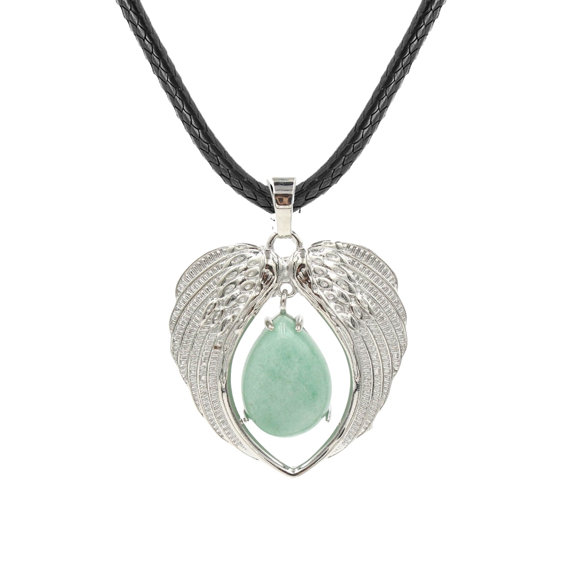 1 Pc Angel Wings Embracing Water Drop Stone Pendant Necklace Charms Healing Natural Crystal Jewelry