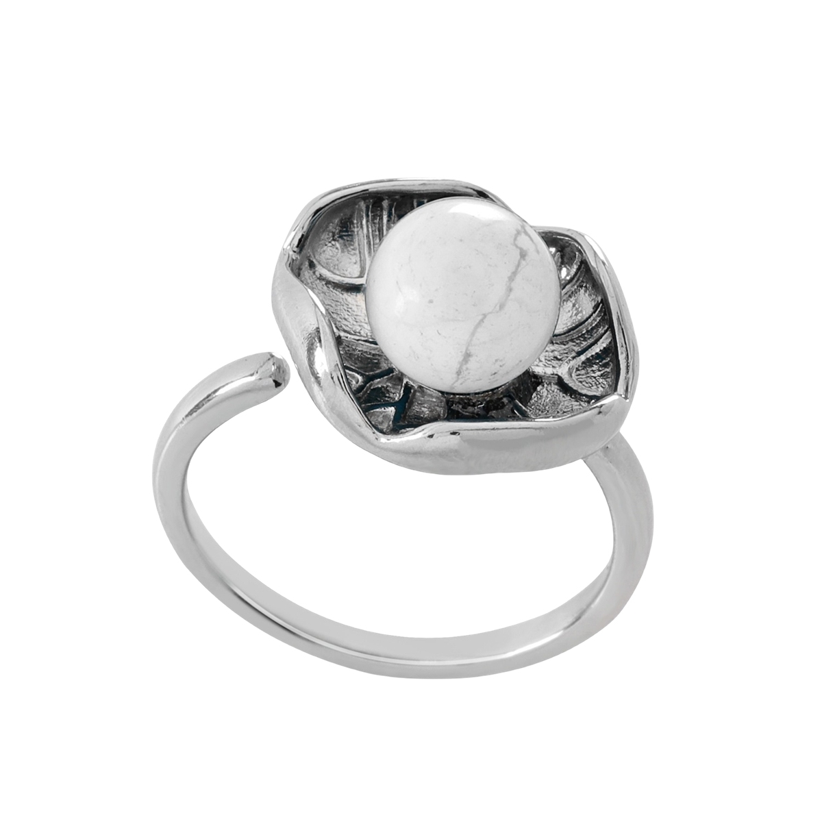 1 Pc Dainty Handmade Natural Crystal Dewdrop Lotus Leaf Adjustable Silver Ring Gemstone Jewelry