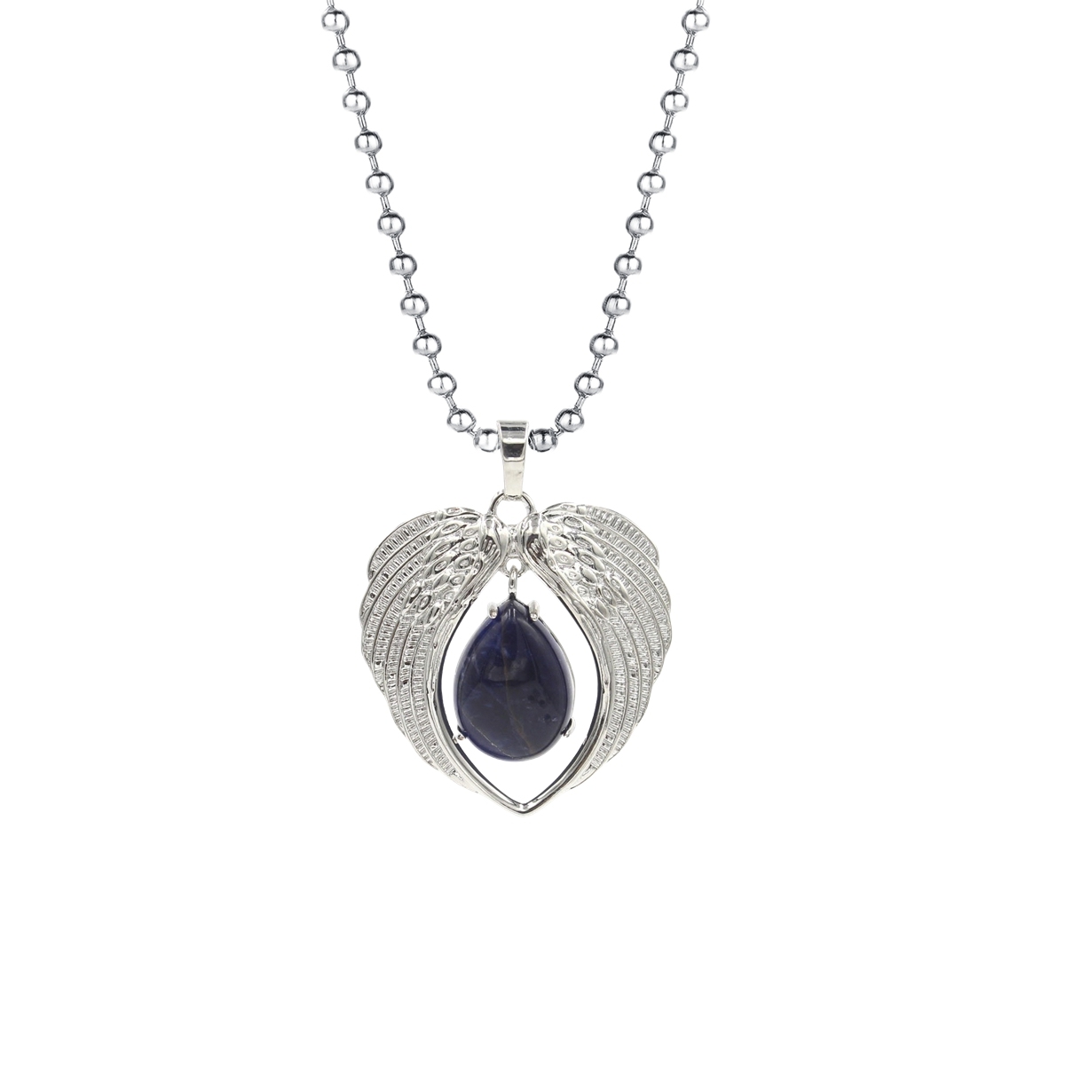 1 Pc Angel Wings Embracing Water Drop Stone Pendant Necklace Charms Healing Natural Crystal Silver Alloy Jewelry