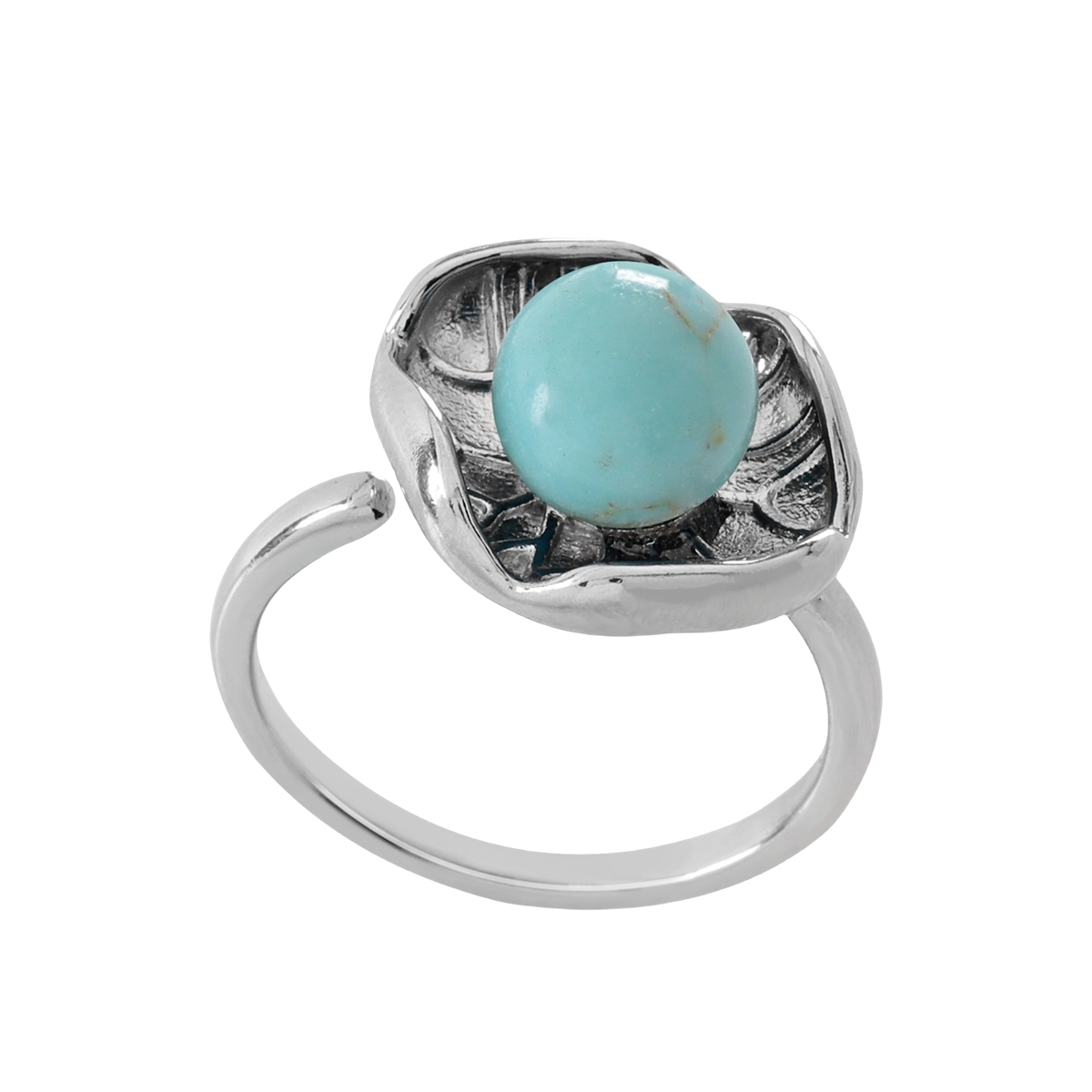 1 Pc Dainty Handmade Natural Crystal Dewdrop Lotus Leaf Adjustable Silver Ring Gemstone Jewelry