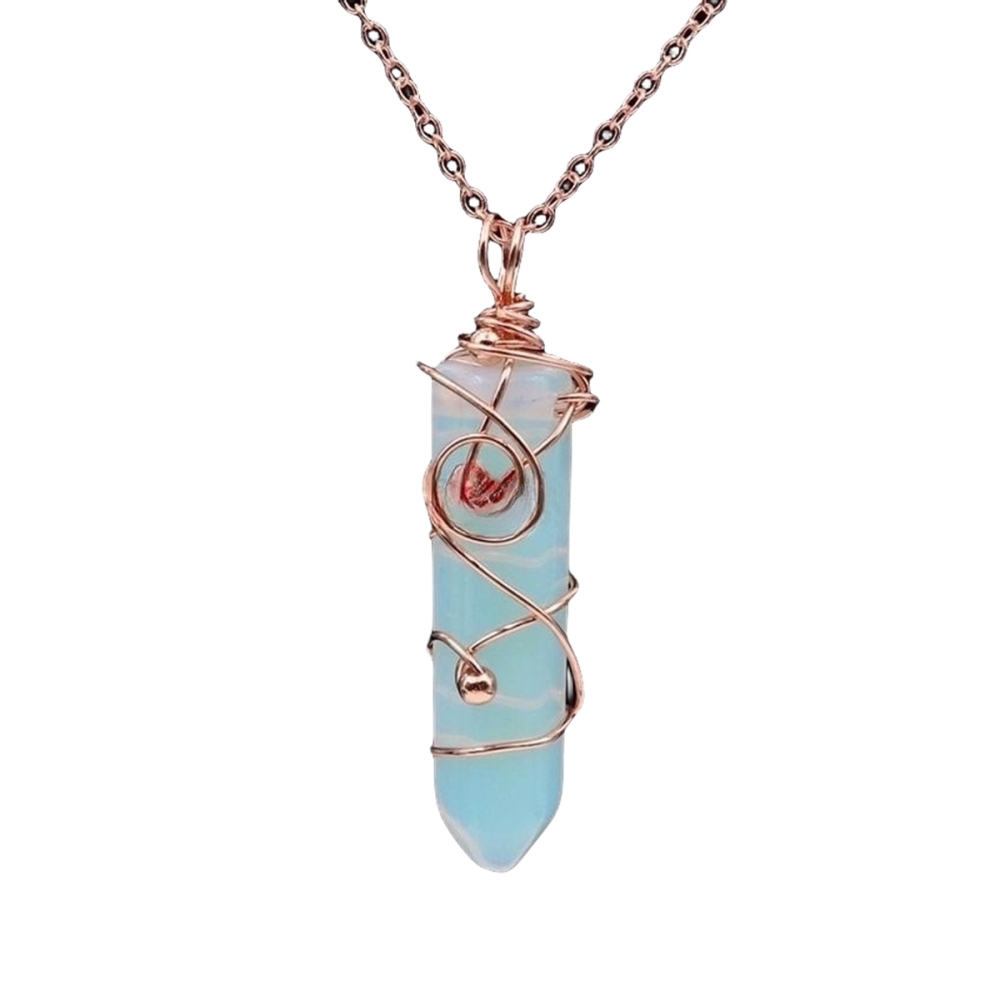 1 Pc Hexagonal Pointed Crystal Energy Stone Pendant Necklace Wire Wrapped Healing Crystal Necklace Reiki Chakra Gemstone Jewelry for Men Women