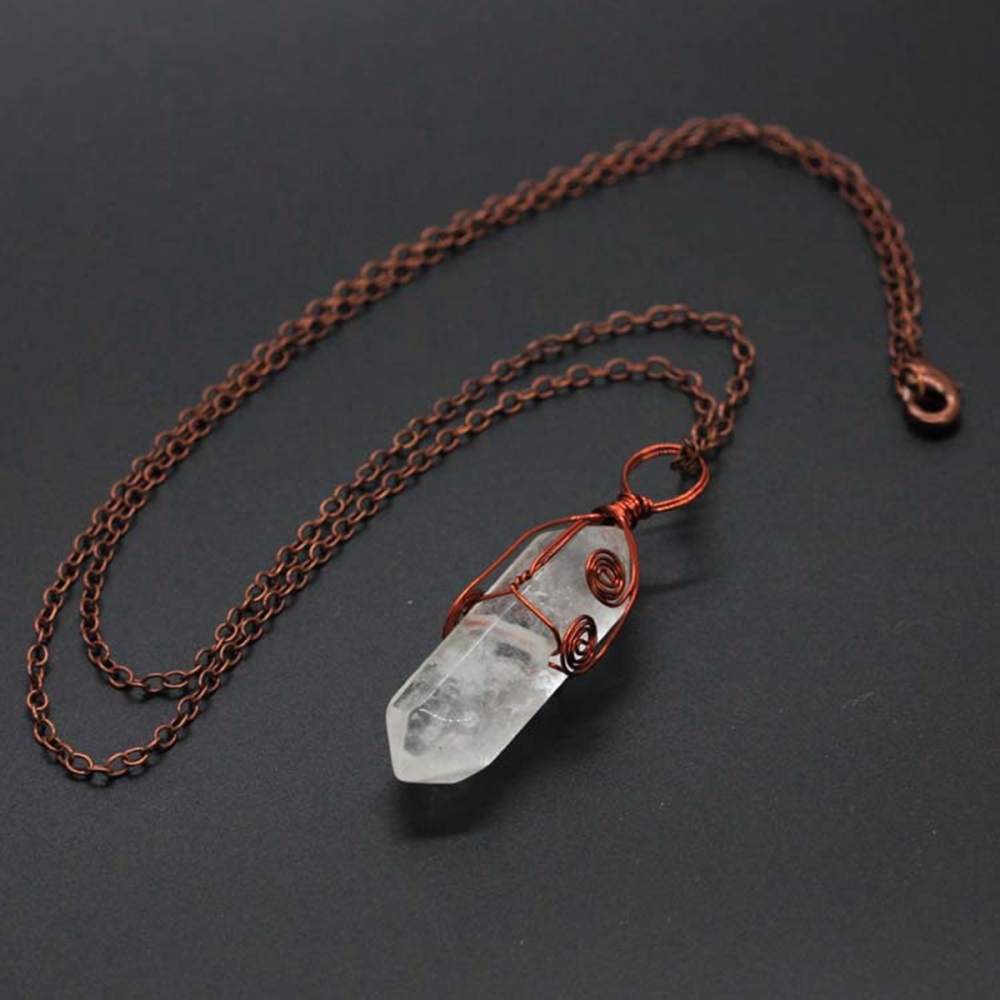3 Pcs Irregular Double Hexagonal Pointed Wire Wrapped Healing Crystal Pendant Necklace Reiki Chakra Gemstone Necklace for Men Women