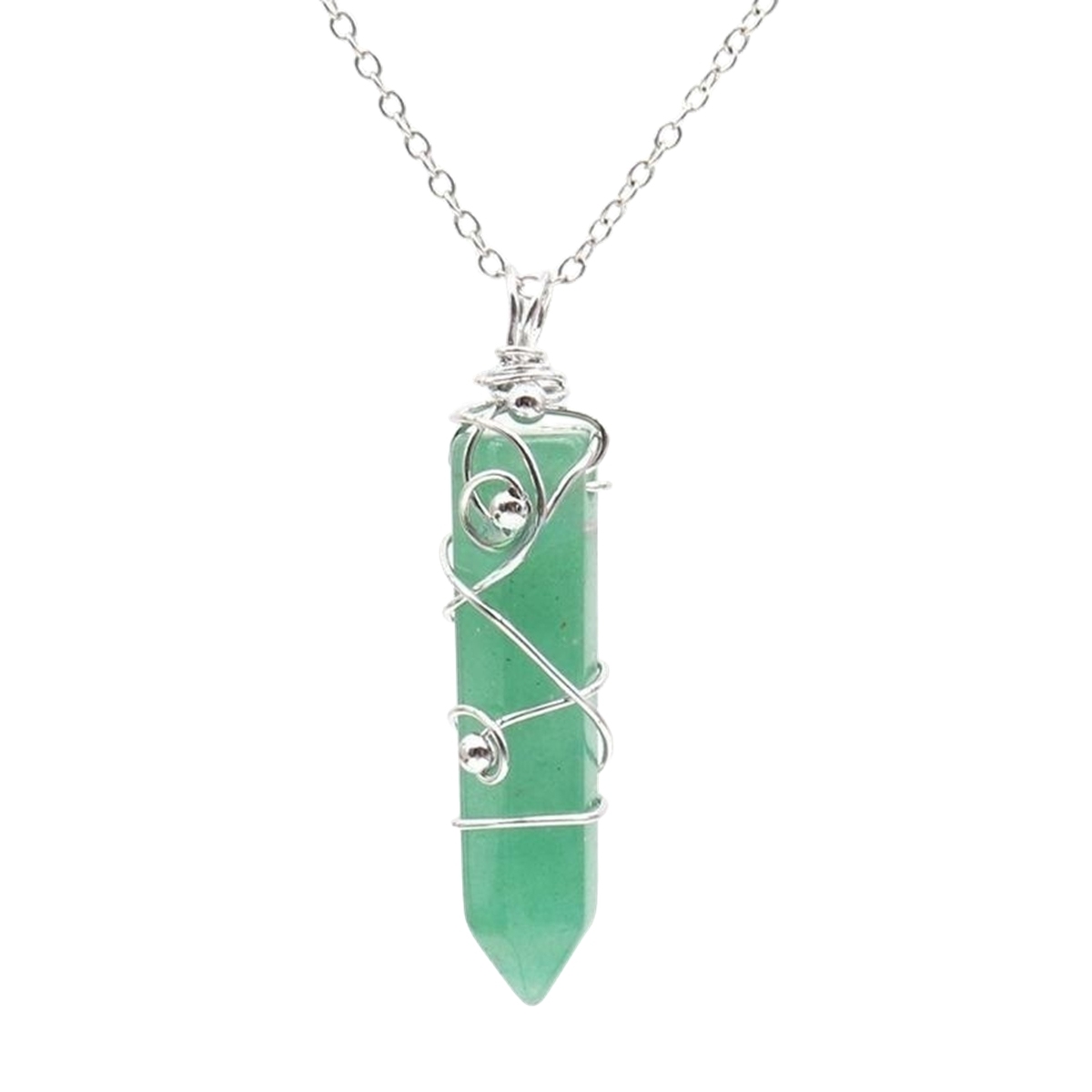 1 Pc Hexagonal Pointed Crystal Energy Stone Pendant Necklace Wire Wrapped Healing Crystal Necklace Reiki Chakra Gemstone Jewelry for Men Women
