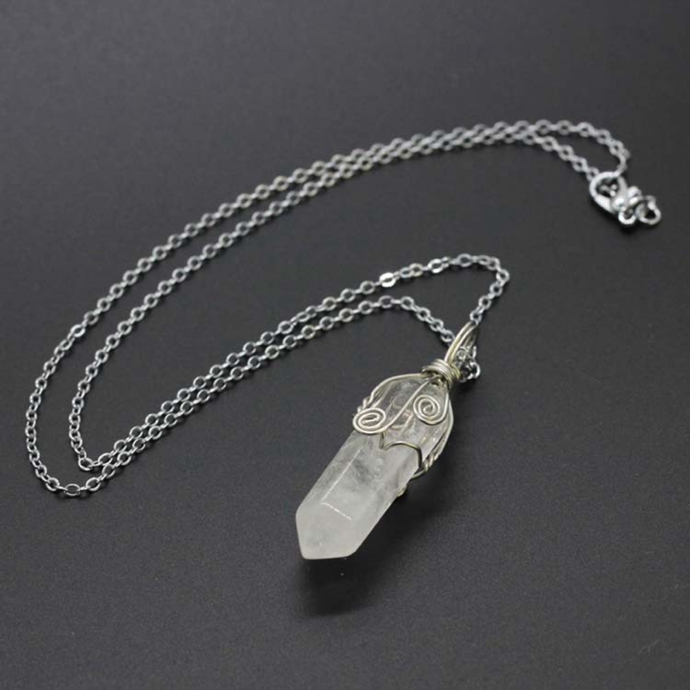 3 Pcs Irregular Double Hexagonal Pointed Wire Wrapped Healing Crystal Pendant Necklace Reiki Chakra Gemstone Necklace for Men Women