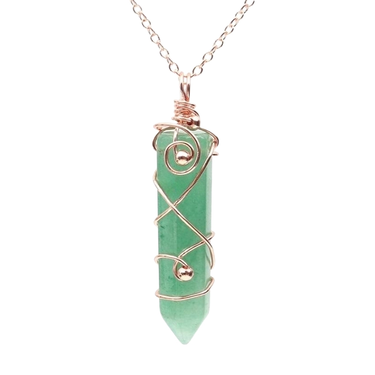 1 Pc Hexagonal Pointed Crystal Energy Stone Pendant Necklace Wire Wrapped Healing Crystal Necklace Reiki Chakra Gemstone Jewelry for Men Women